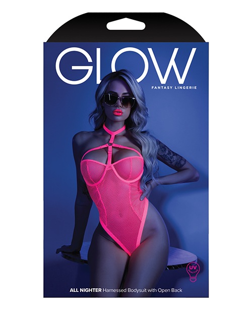 Glow all nighter harness bodysuit neon pink l/xl 1