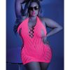 Glow Shock Value Halter Dress Neon Pink Q/S Naughty Role Play Main Image