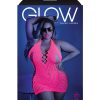 Glow Shock Value Halter Dress Neon Pink Q/S - Image 3