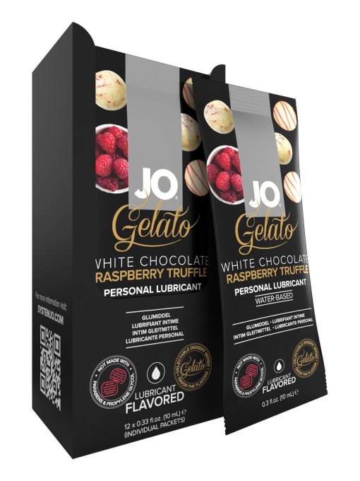 Jo Foil Display Box Gelato White Chocolate Raspberry 12Pc 10Ml Flavored Lubes Main Image