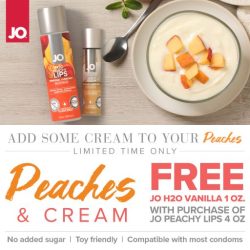 Jo Peaches & Cream Peachy Lips 4Oz & Vanilla 1Oz Flavored Lubes Main Image
