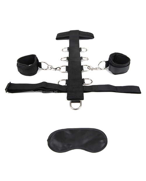 Lux fetish 3pc adjustable neck & wrist restraint set bondage kits 3