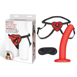 Lux Fetish Red Heart Strap On Harness & 5In Dildo Set Harnesses Main Image