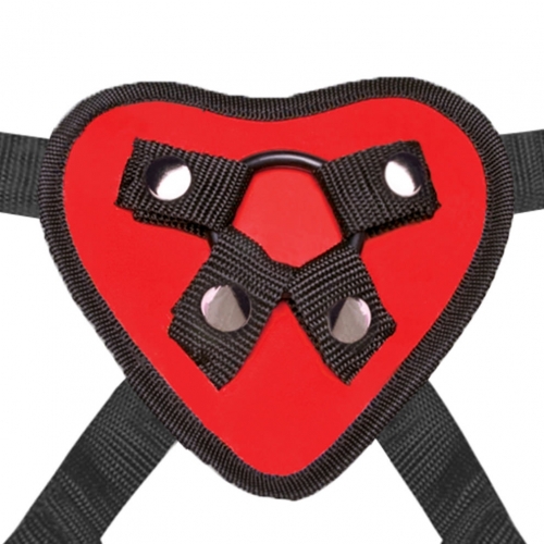 Lux fetish red heart strap on harness 1