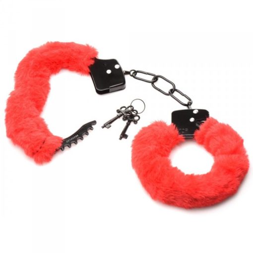 Master Series Cuffed In Fur Handcuffs Red Cuffs 3