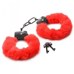 Master Series Cuffed In Fur Handcuffs Red Cuffs Main Image