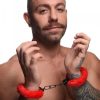 Master Series Cuffed In Fur Handcuffs Red - Image 4