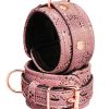 Microfiber Snake Print Wrist Restraints Pink W Leather Lining - Image 3