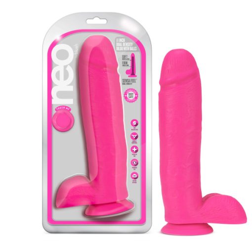 Neo 11In Dual Density Dildo Neon Pink Large Dildos Main Image