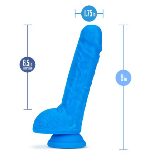 Neo 9In Dual Density Dildo Neon Blue 1