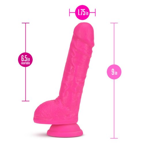 Neo 9In Dual Density Dildo Neon Pink 2