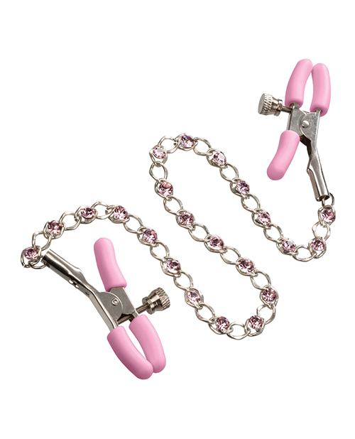 Nipple play crystal chain nipple clamps pink 1