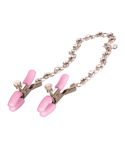 Nipple play crystal chain nipple clamps pink 2
