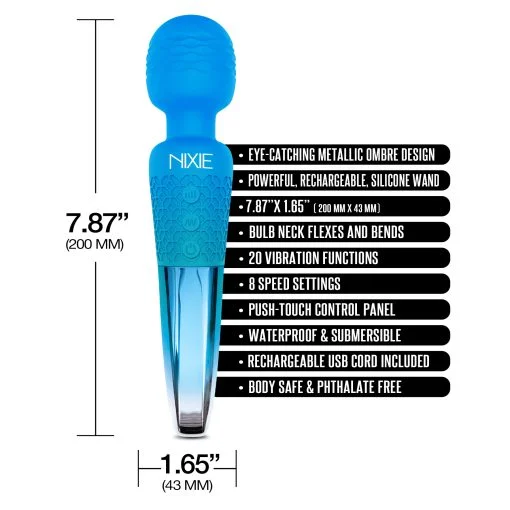 Nixie Wand Massager Blue Ombre Metallic - Image 4