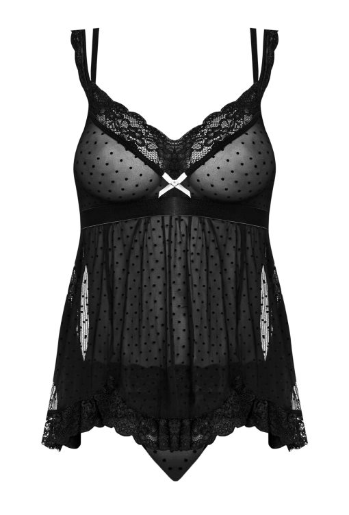 Passion Pointe Baby Doll & Panty Set Black L/Xl - Image 4