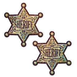 Pastease Sheriff Badge Gold Glitter Nipple Play Main Image