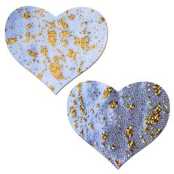 Pastease Splatter Holographic Heart White/Gold Nipple Play Main Image