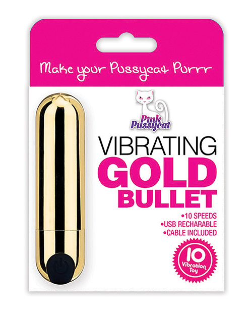 Pink pussycat gold bullet rechargeable vibrators main image