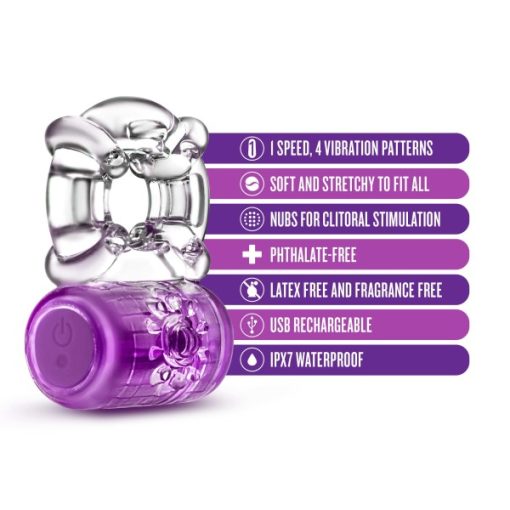 Play With Me Pleaser C-Ring Purple Rechargeable Cock Rings 3