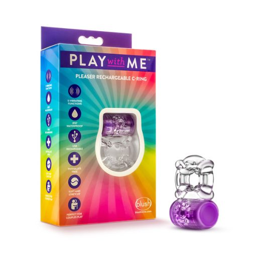 Play With Me Pleaser C-Ring Purple Rechargeable Cock Rings Main Image