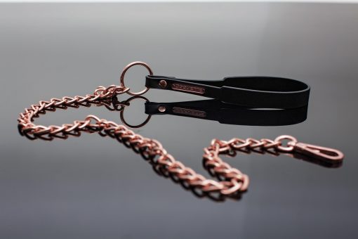 Pleasure Chain Leash Black & Rose Gold 1