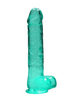 Realrock Realistic Dildo W/ Balls 10In Turquoise Large Dildos Main Image