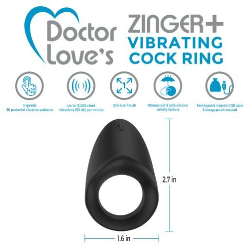 Rechargeable Vibrating Cock Ring Black 1