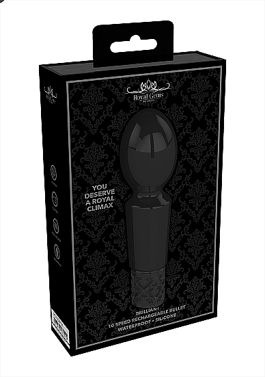 Royal gems brilliant black rechargeable silicone bullet palm size massagers 3