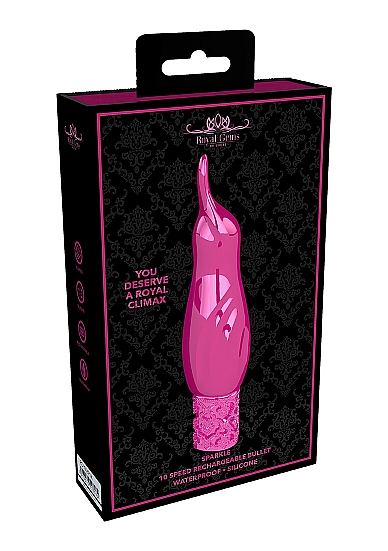Royal gems sparkle pink rechargeable silicone bullet tongue vibrators 3