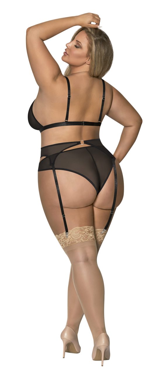 Sassy Bra Garter & Rouched Panty Black 2Xl 1