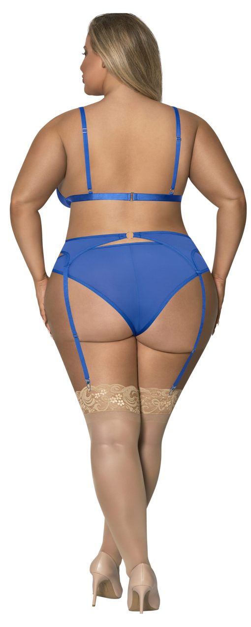 Sassy Bra Garter & Rouched Panty Cobalt 2Xl - Image 3