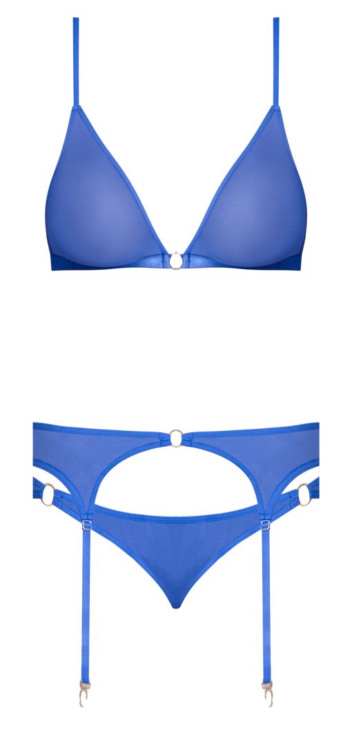 Sassy Bra Garter & Rouched Panty Cobalt 2Xl - Image 4