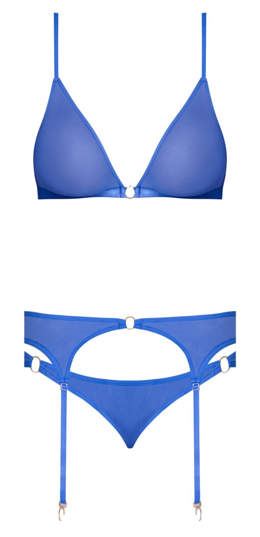 Sassy Bra Garter & Rouched Panty Cobalt 2Xl 2