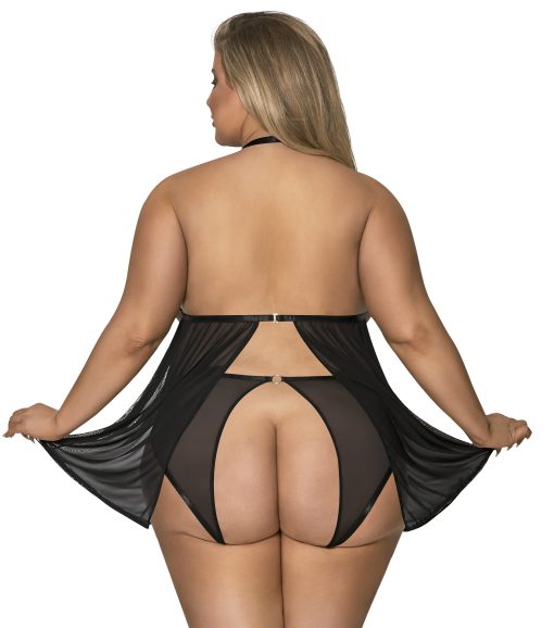 Sassy Cupless Babydoll & Panty Set Black 2Xl - Image 3