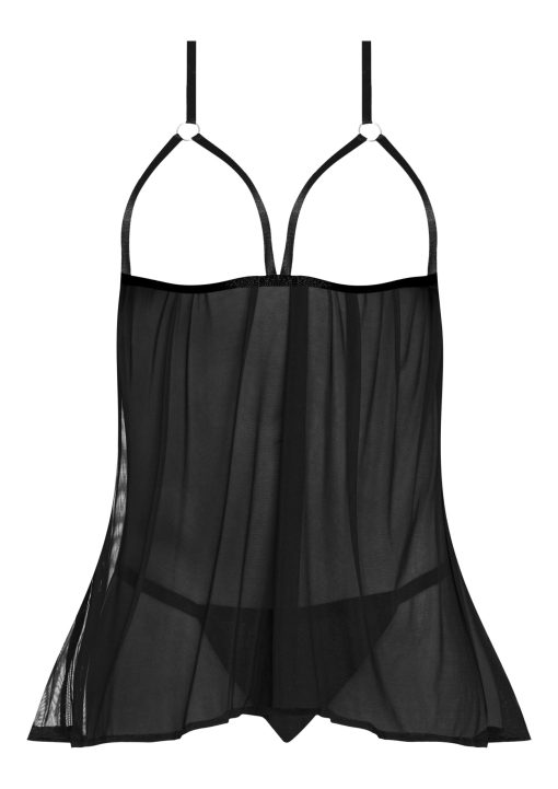 Sassy Cupless Babydoll & Panty Set Black 2Xl - Image 4