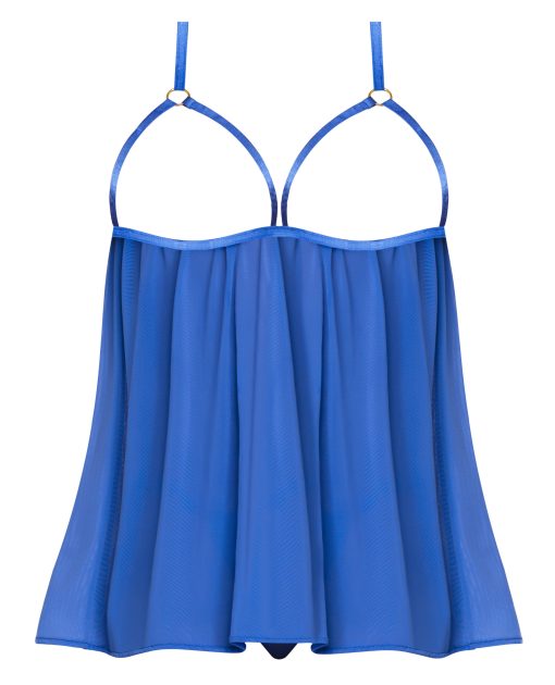 Sassy Cupless Babydoll & Panty Set Cobalt 2Xl - Image 4
