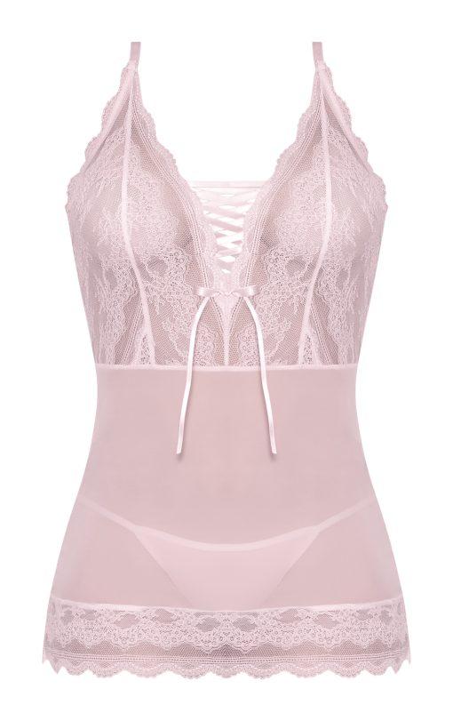 Seabreeze Lace Up Chemise & G Set Blush 2Xl Naughty Role Play 3