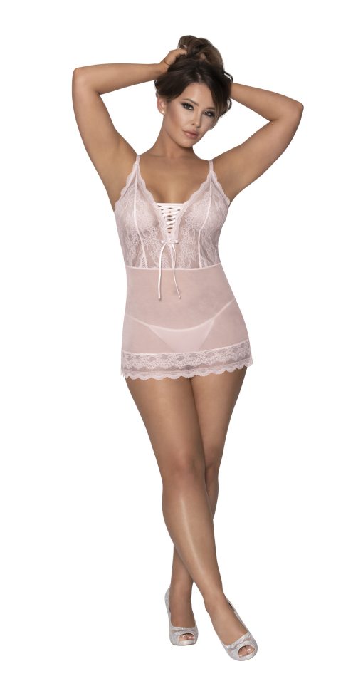 Seabreeze Lace Up Chemise & G Set Blush L/Xl Naughty Role Play Main Image