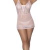 Seabreeze Lace Up Chemise & G Set Blush S/M Naughty Role Play Main Image