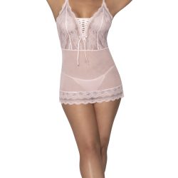 Seabreeze Lace Up Chemise & G Set Blush S/M Naughty Role Play Main Image