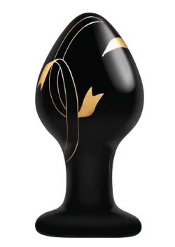 Secret Kisses 3.5In Glass Plug Black & Gold Prostate Massagers Main Image