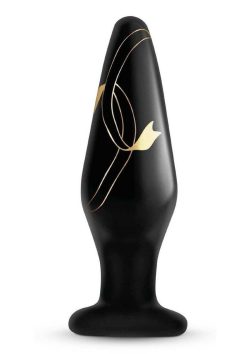 Secret Kisses 4.5In Glass Plug Black & Gold Prostate Massagers Main Image