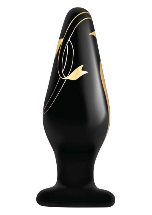 Secret kisses 4. 5in wide glass plug black & gold prostate massagers main image