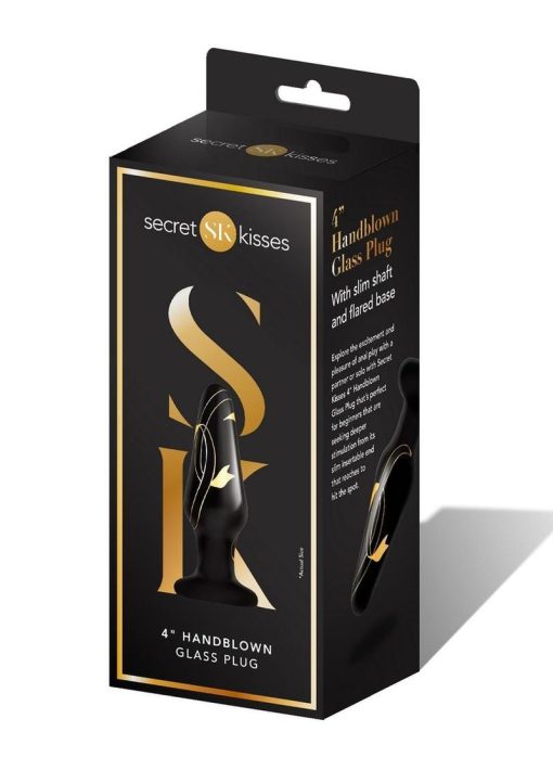 Secret kisses 4in glass plug black & gold prostate massagers 3