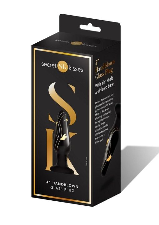 Secret Kisses 4In Glass Plug Black & Gold Prostate Massagers 3