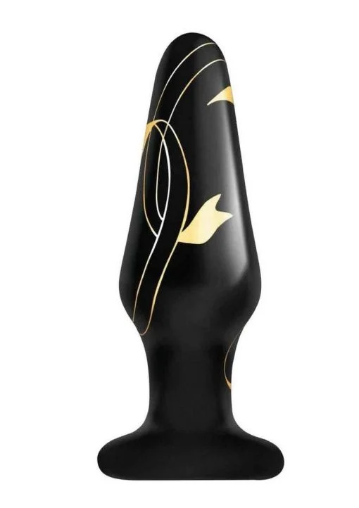 Secret Kisses 4In Glass Plug Black & Gold Prostate Massagers Main Image