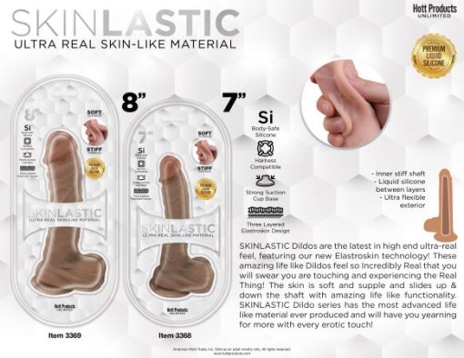 Skinsations Skinlastic Sliding Skin 7In Dildo W/ Suction Base Small & Medium Dildos 3