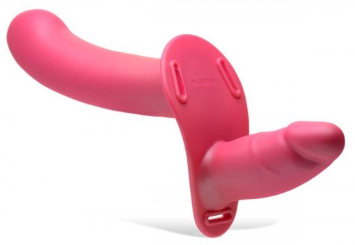 Strap U 28X Double Diva 1.5In Double Dildo W/ Harness Pink 1