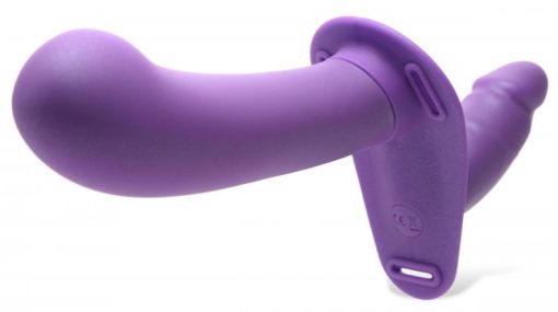 Strap u 28x double diva 2in double dildo w/ harness purple harnesses 3