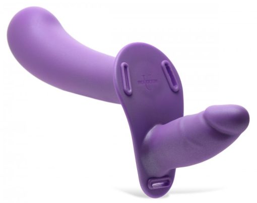 Strap u 28x double diva 2in double dildo w/ harness purple 2
